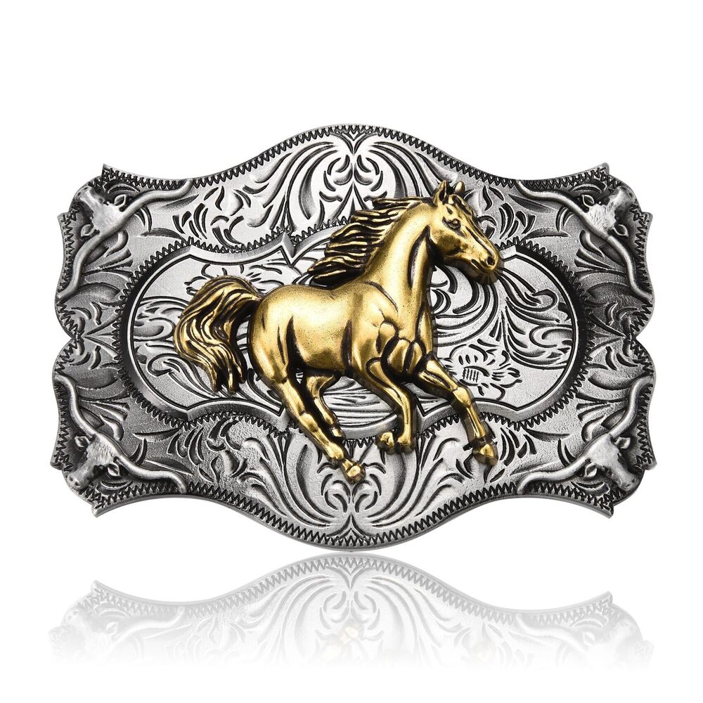 7237 Western Cowboy Belt Buckle , Rodeo Horse Belt Buckle, Texas Antique